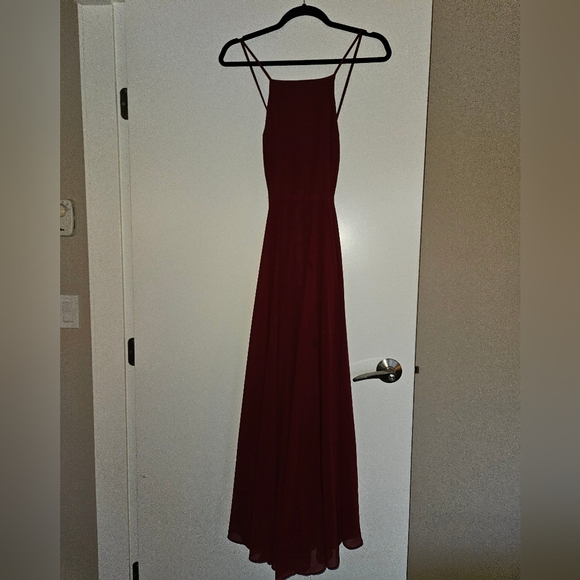 Lulu's Burgundy Halter Bridesmaid Dress - Picture 7 of 14